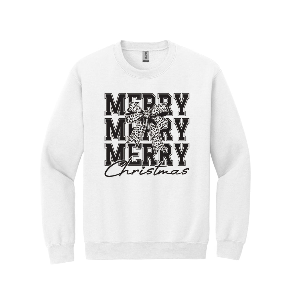 Holiday Crewneck Sweatshirt- Merry Merry Merry Christmas Graphic
