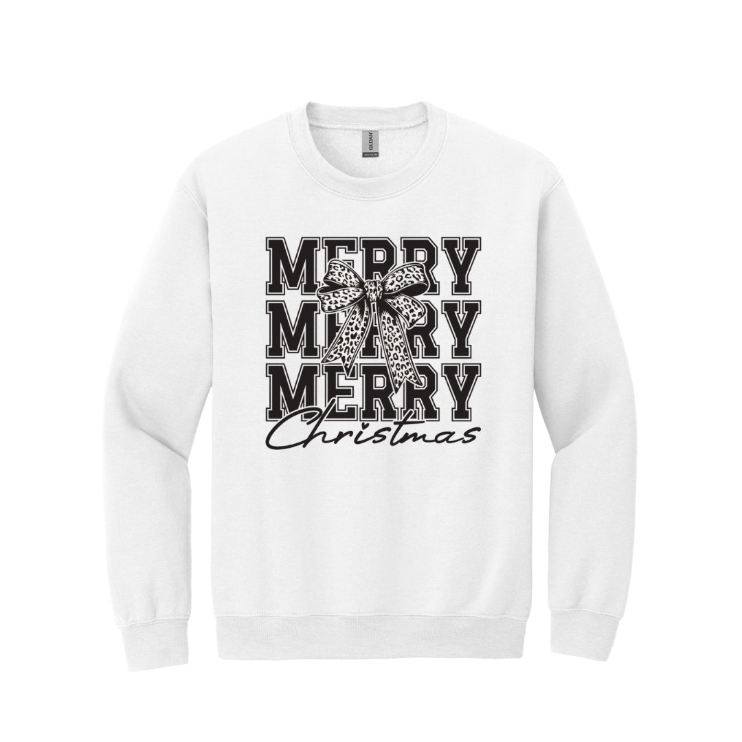 Holiday Crewneck Sweatshirt- Merry Merry Merry Christmas Graphic