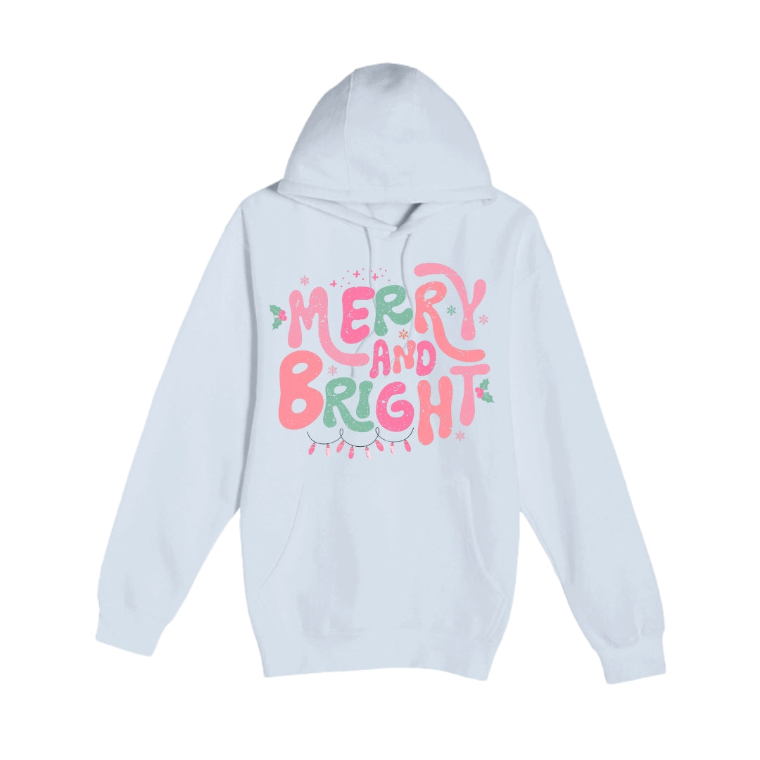 HOLIDAY HOODIE- Merry and Bright Pastel Christmas Graphic