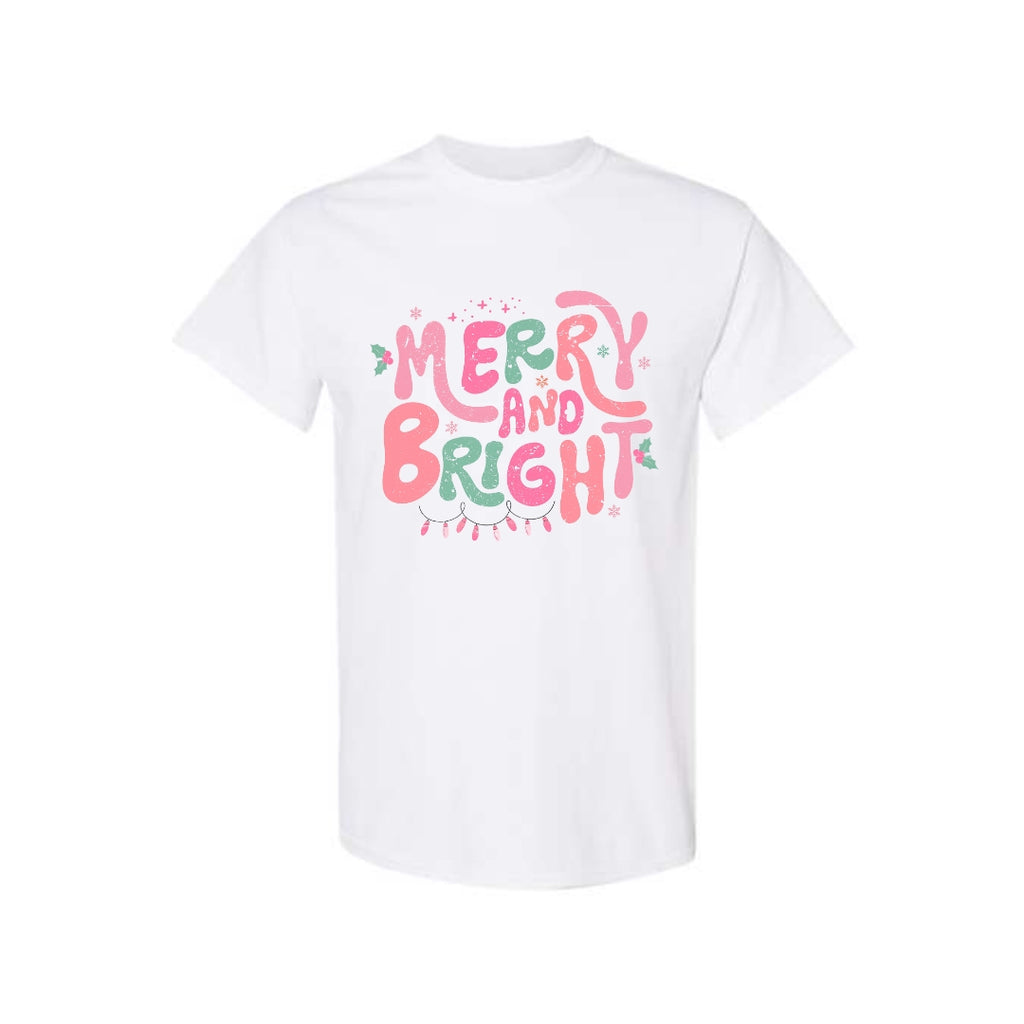 Holiday Shirt - Merry and Bright Pastel Christmas Graphic