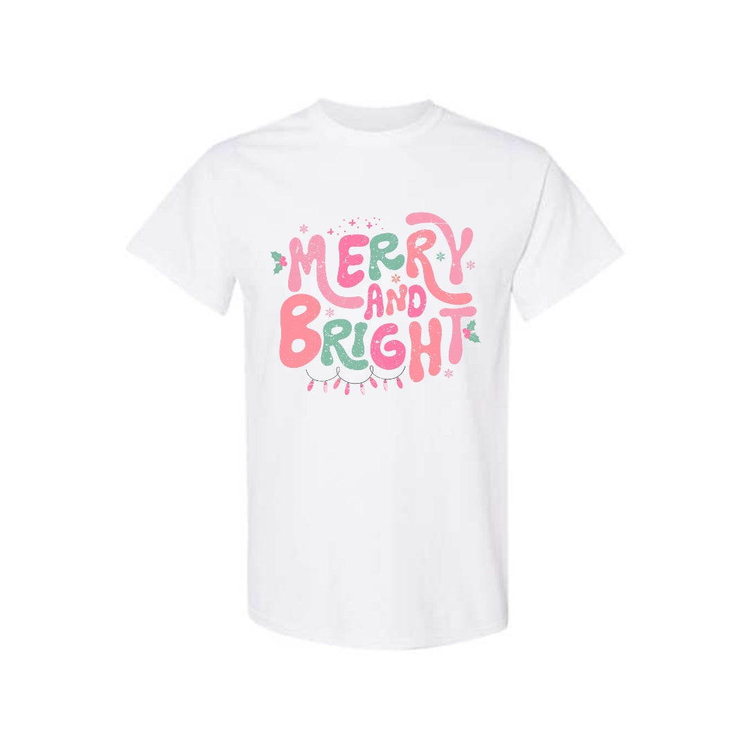 Holiday Shirt - Merry and Bright Pastel Christmas Graphic