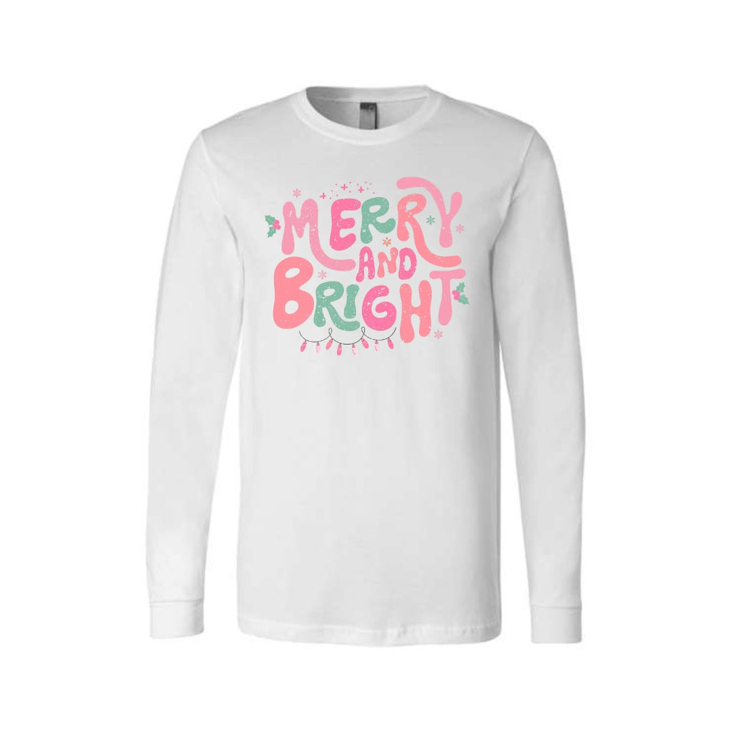 Holiday Long Sleeves-Merry and Bright Pastel Christmas Graphic