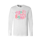 Holiday Long Sleeves-Merry and Bright Pastel Christmas Graphic