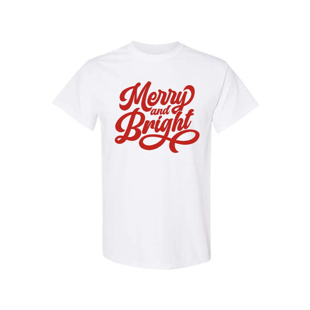 Minimalist Holiday Shirt - Merry and Bright Holiday Graphic