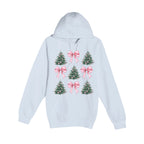 HOLIDAY HOODIE-Pink Bow Christmas Trees Graphic