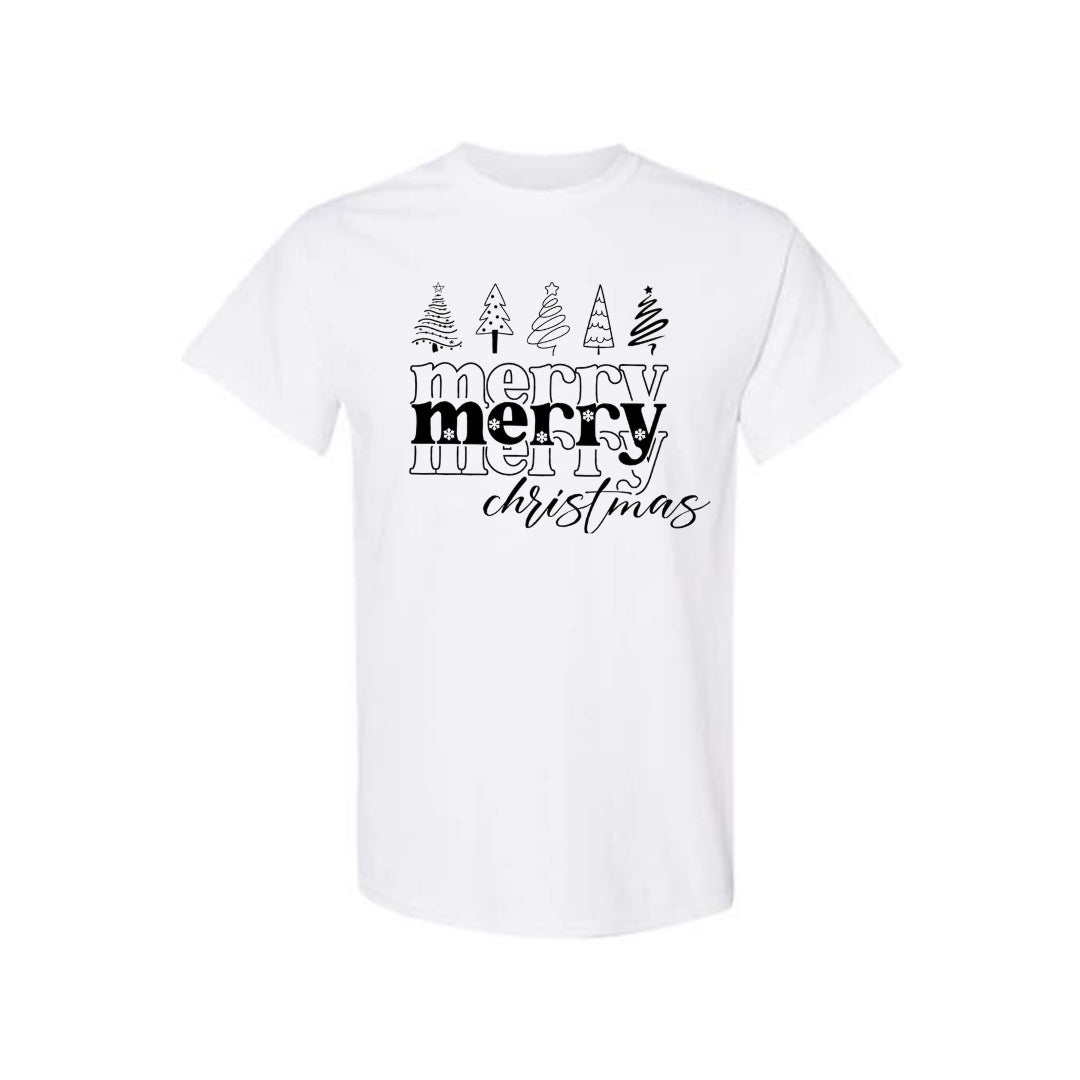 Minimalist Holiday Shirt - Merry Merry Christmas Graphic Tee