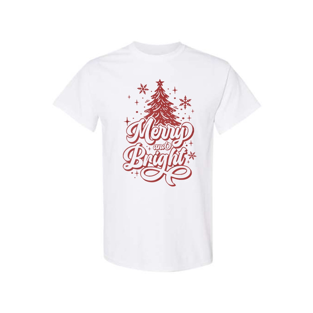 Minimalist Holiday Shirt - Merry and Bright” Christmas Tree Design