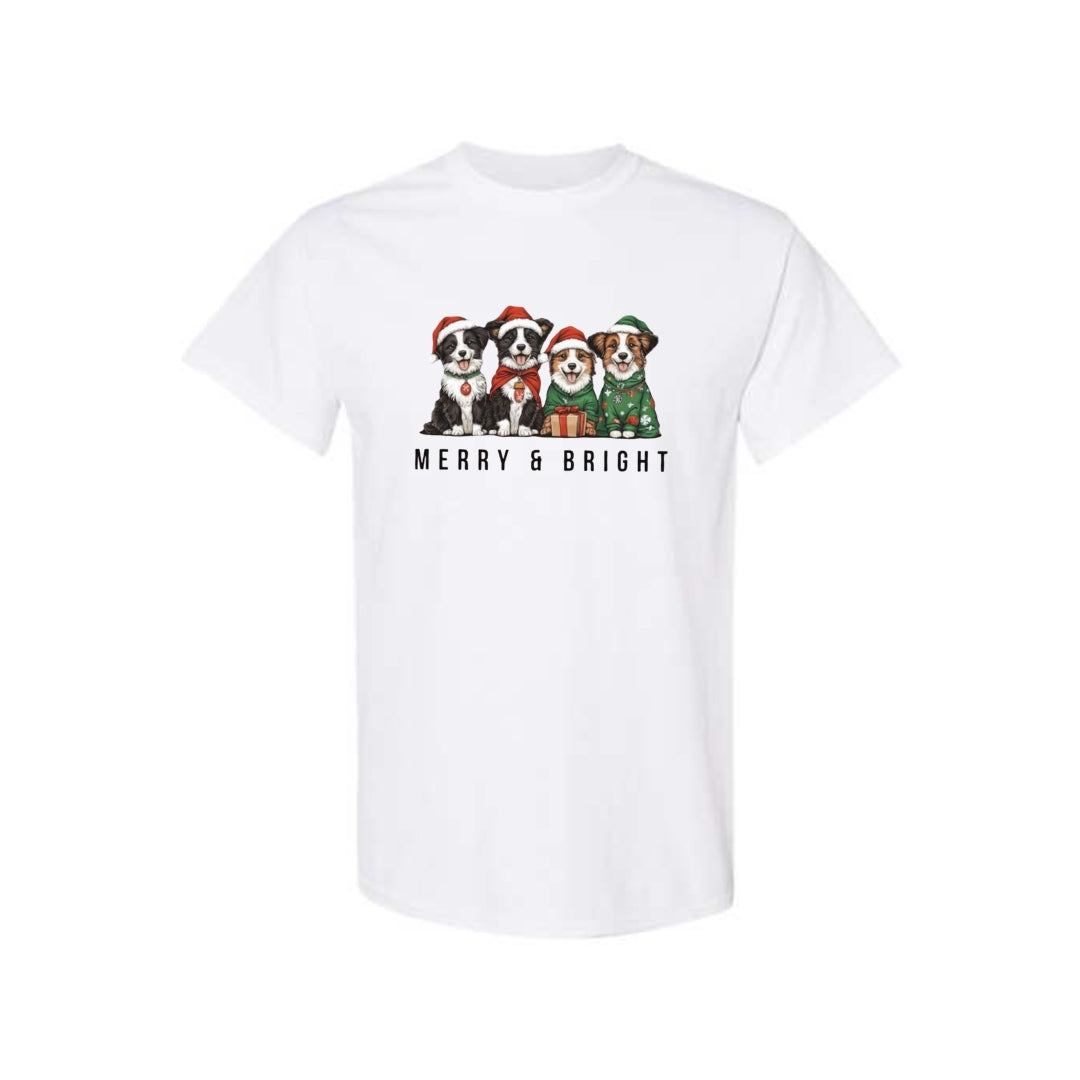 Merry & Furry Tees: Merry & Bright Border Collie Christmas Design – Festive Holiday Dog Lover Gift