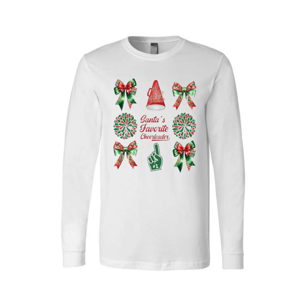 Holiday Long Sleeves- Santa’s Favorite Cheerleader Christmas Apparel – Festive Holiday Outfit for Cheerleaders
