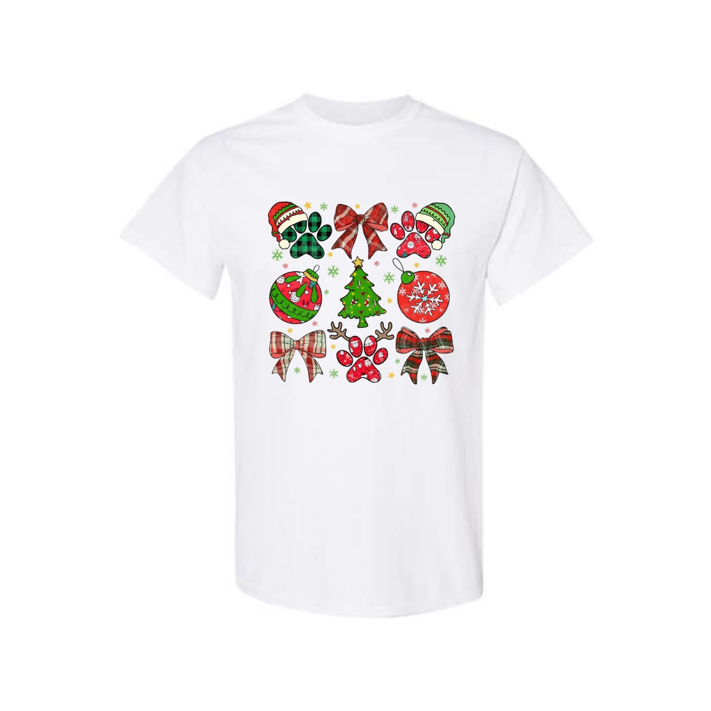 Christmas Tee for Pet Parents : Paw Print Christmas Apparel – Festive Dog Lover Holiday Gift