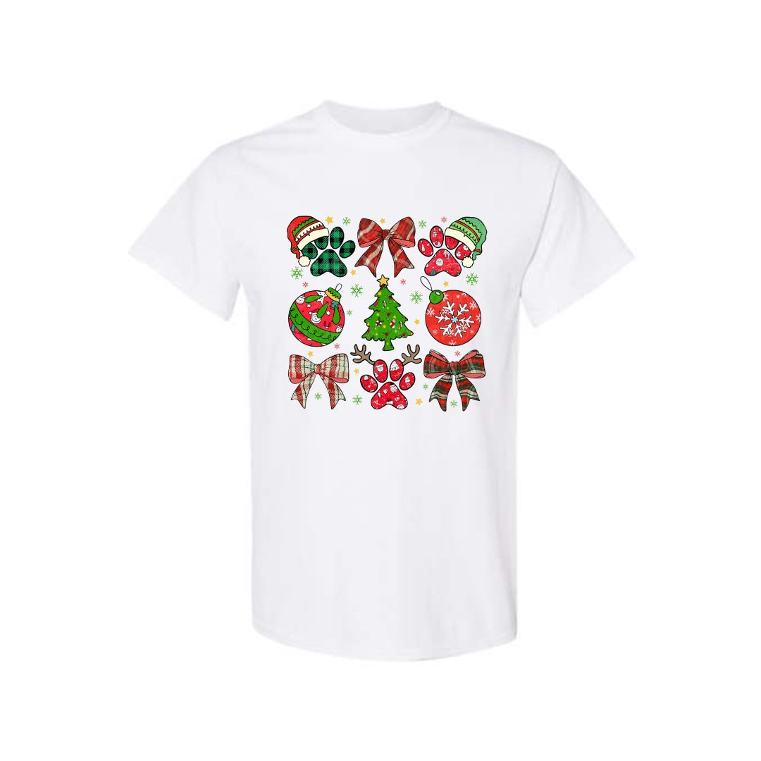 Christmas Tee for Pet Parents : Paw Print Christmas Apparel – Festive Dog Lover Holiday Gift