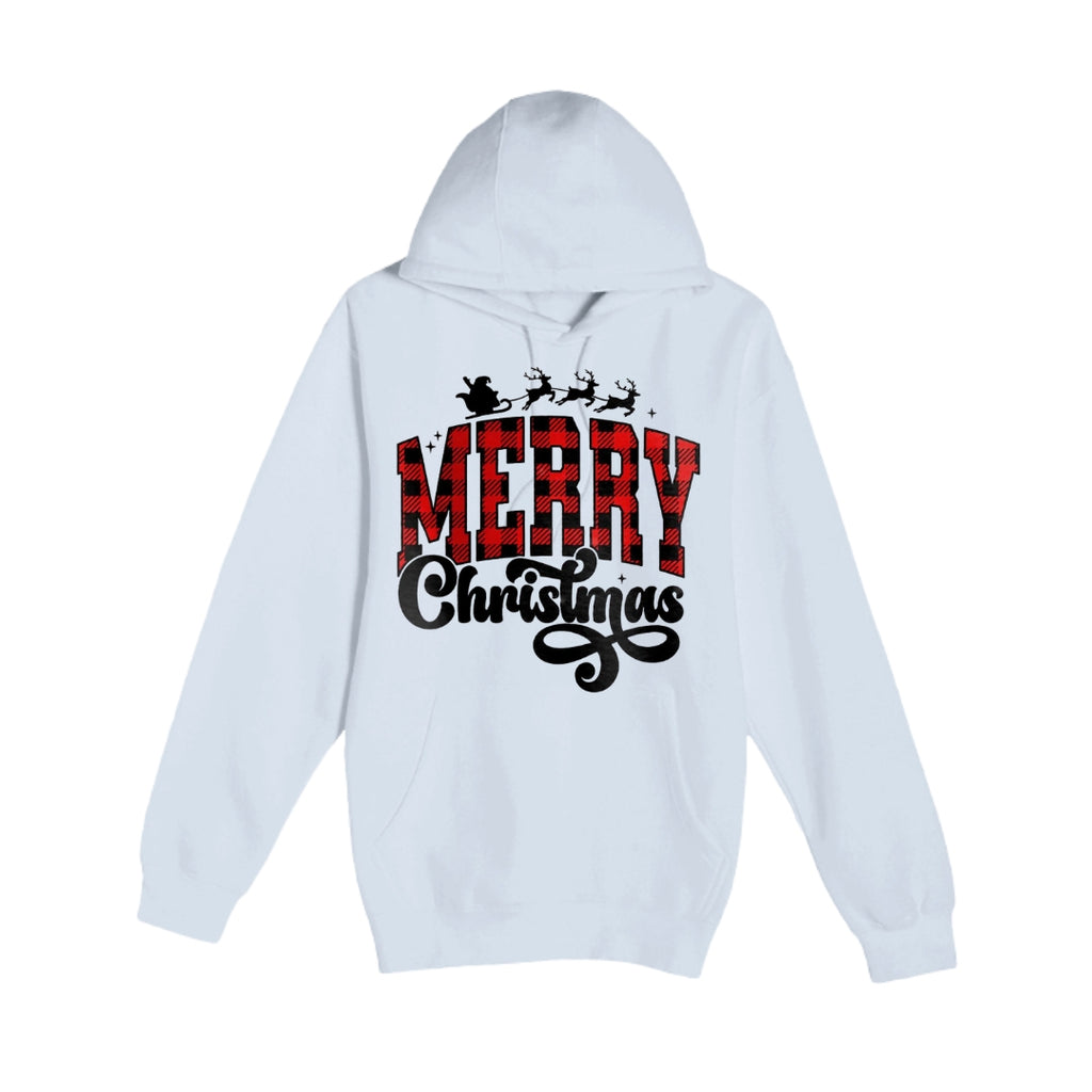 HOLIDAY HOODIE- Merry Christmas Buffalo Plaid Graphic