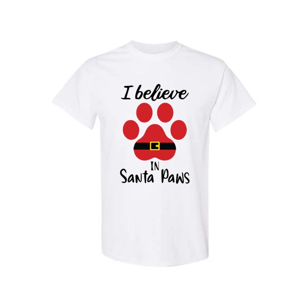 Christmas Tee for Pet Parents : I Believe in Santa Paws – Cute Christmas Dog Lover Gift