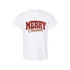 Minimalist Holiday Shirt - “Merry Christmas” Glitter Varsity Design