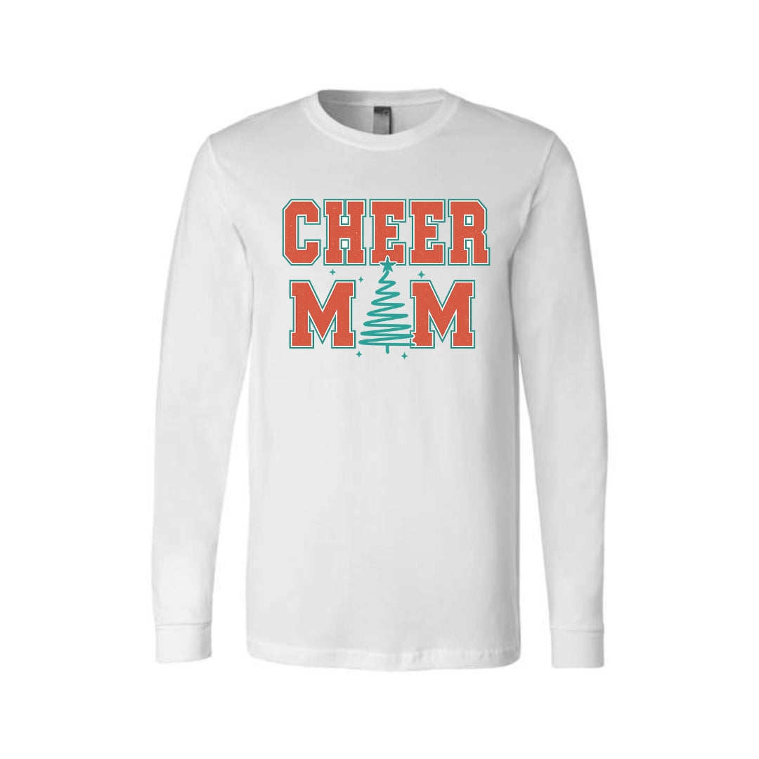 Holiday Long Sleeves- Festive “Cheer Mom” Christmas Apparel – Perfect Holiday Spirit Wear for Cheer Moms