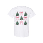 Holiday Shirt -Pink Bow Christmas Trees Graphic