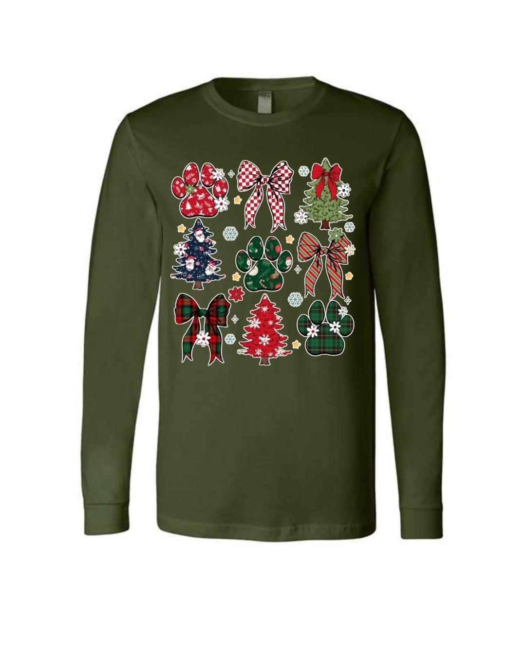 Festive Paw Prints and Christmas Trees