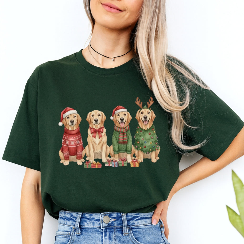 Merry & Furry Tees:Golden Retriever Christmas Dogs Design – Festive Holiday Dog Lover Gift