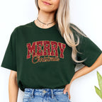 Minimalist Holiday Shirt - “Merry Christmas” Glitter Varsity Design