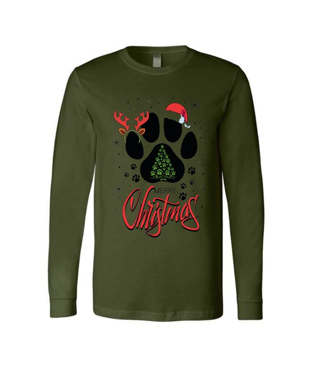 Merry Christmas Paw Print Holiday Apparel – Festive Pet Lover Christmas Design