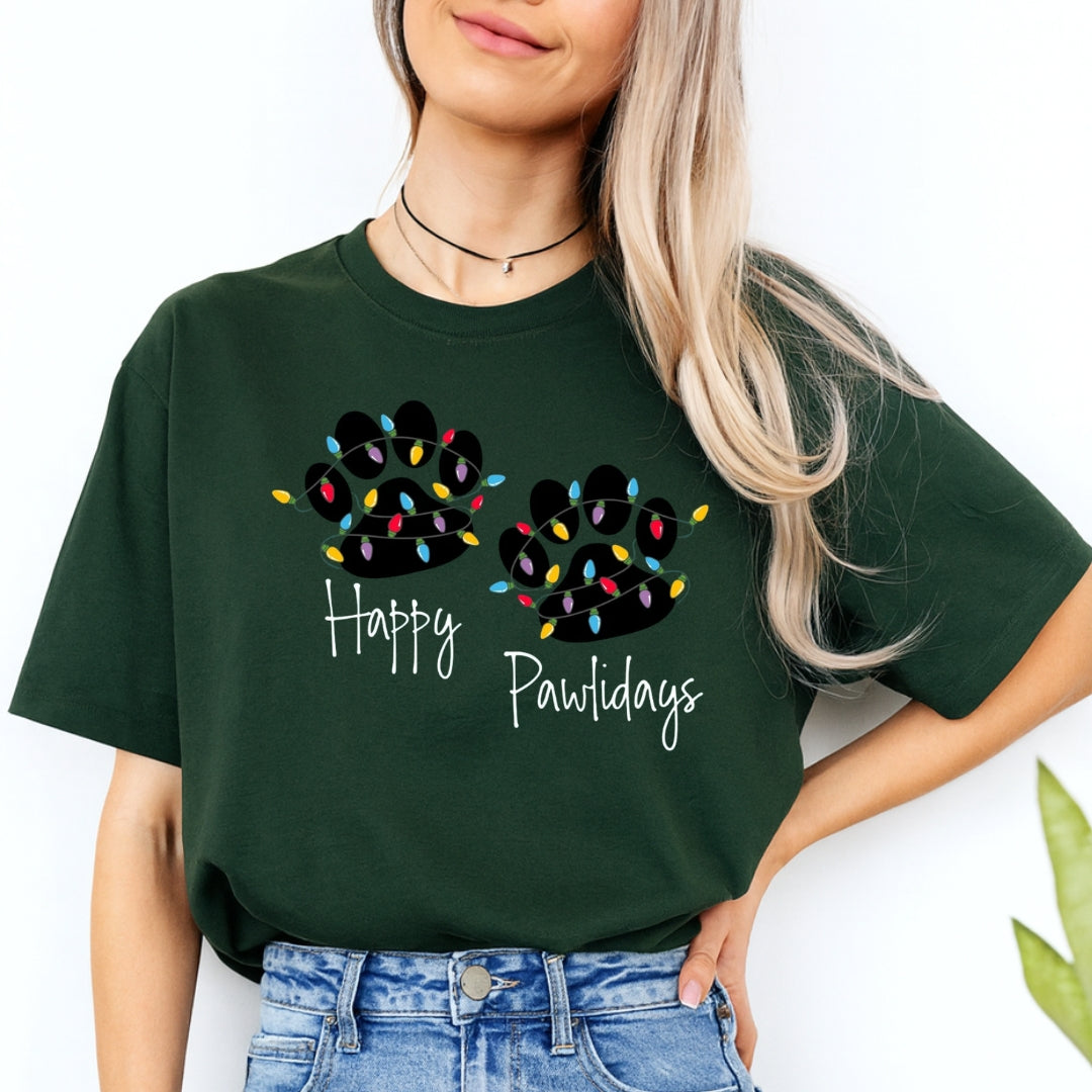 Christmas Tee for Pet Parents : Happy Pawlidays Sweatshirt – Festive Dog Lover Gift