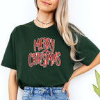 Minimalist Holiday Shirt - “Merry Christmas” Glitter Script Design