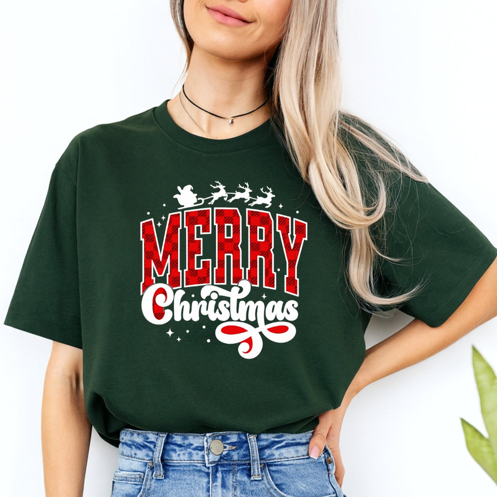 Holiday Shirt - Merry Christmas Buffalo Plaid Graphic