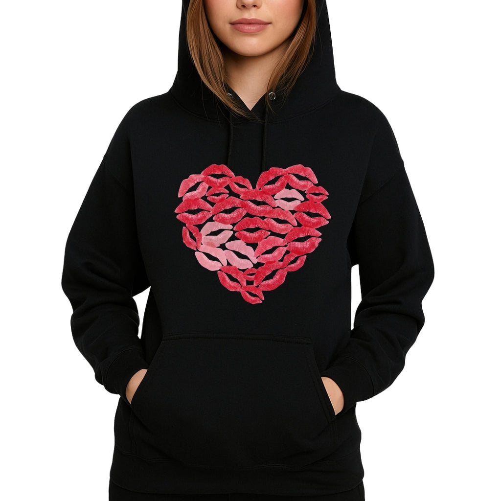 Kiss Me Valentine Heart Sweatshirt & Tee – Lip Print Love Design