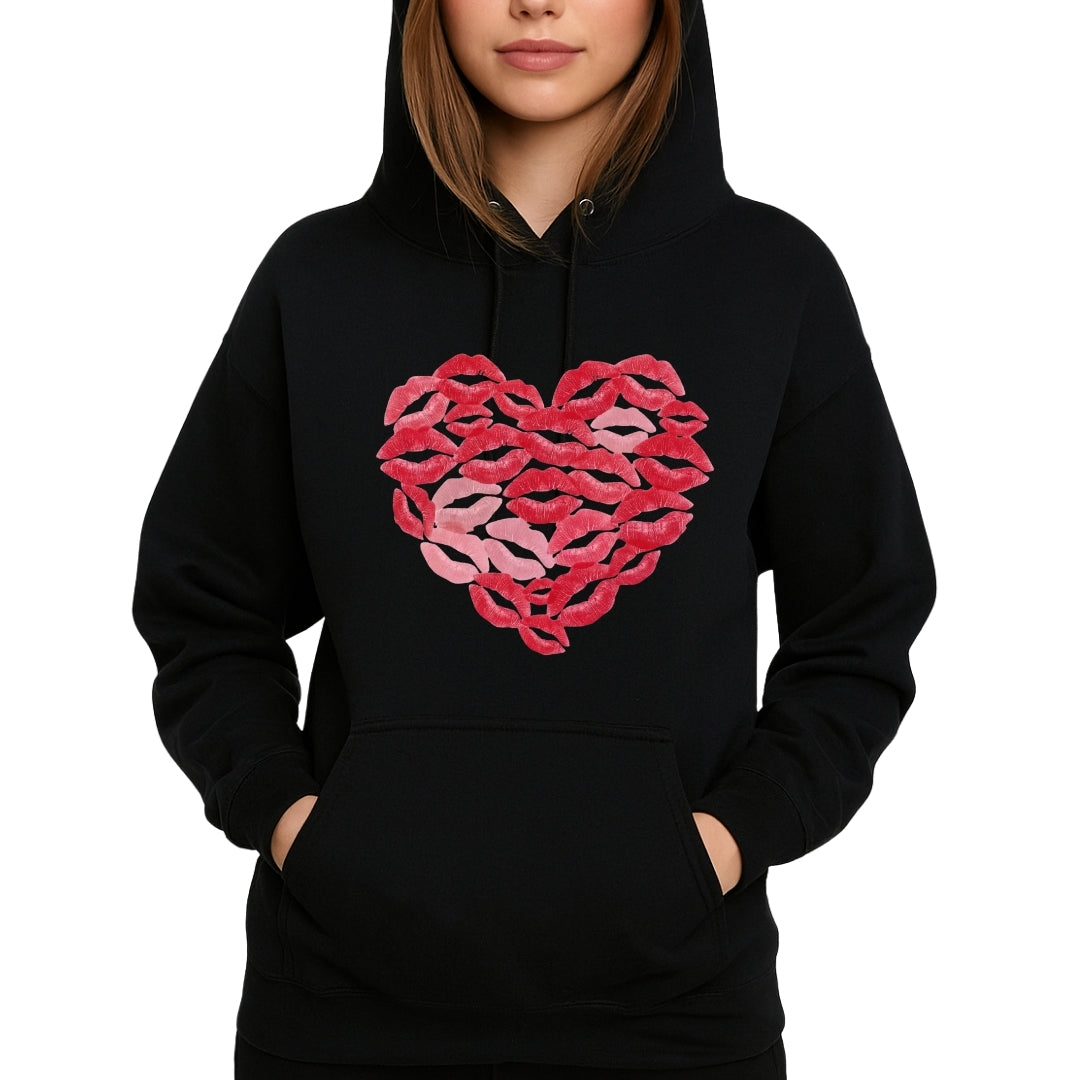 Kiss Me Valentine Heart Sweatshirt & Tee – Lip Print Love Design