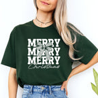 Holiday Shirt - Merry Merry Merry Christmas Graphic