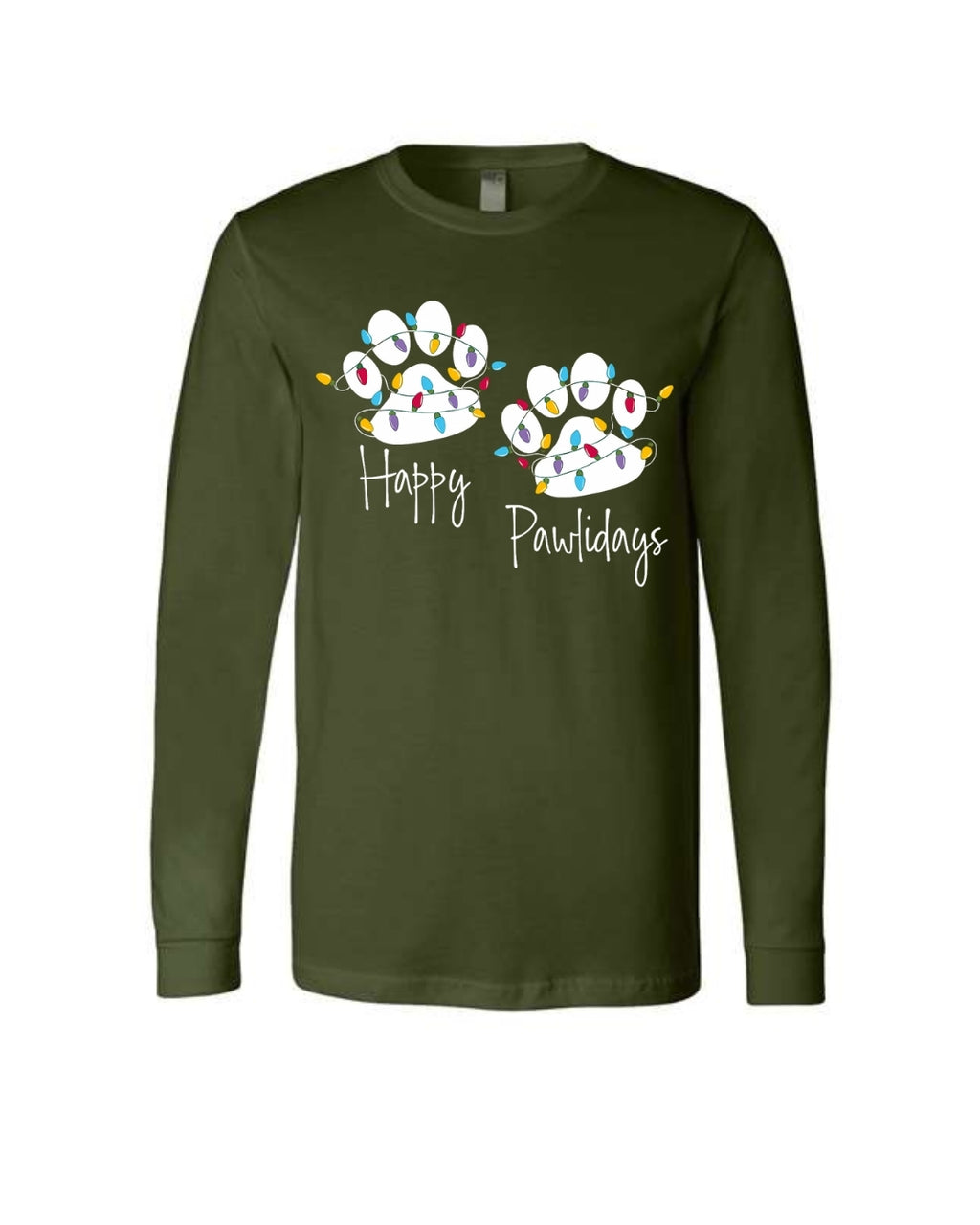 “Happy Pawlidays Festive Paw Print Lights Design”