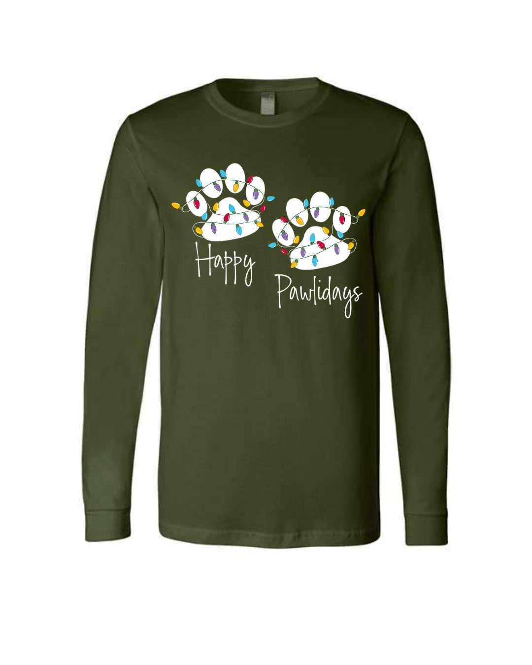 “Happy Pawlidays Festive Paw Print Lights Design”