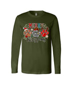 Merry Christmas Paw Print Buffalo Plaid Holiday Apparel – Cute Festive Dog Lover Design