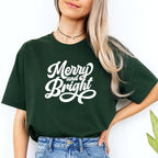 Minimalist Holiday Shirt - Merry and Bright Holiday Graphic