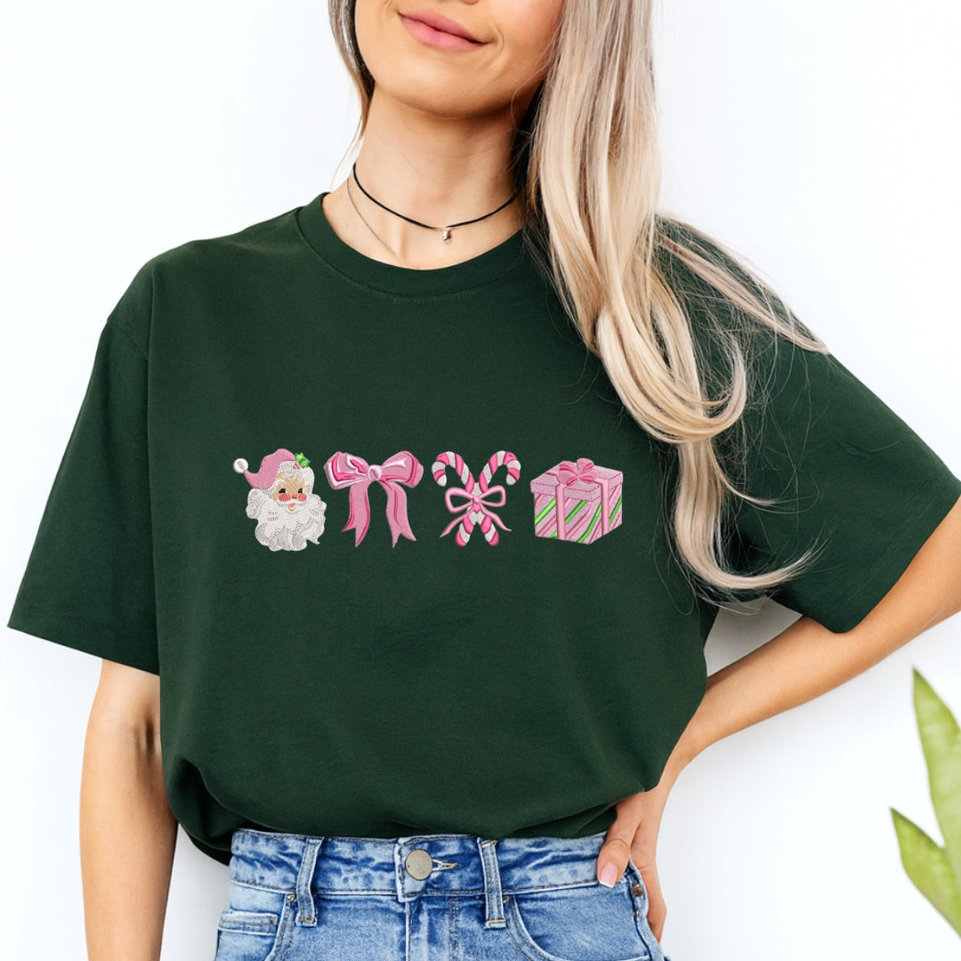 Holiday Shirt -Pink Christmas Icons Graphic