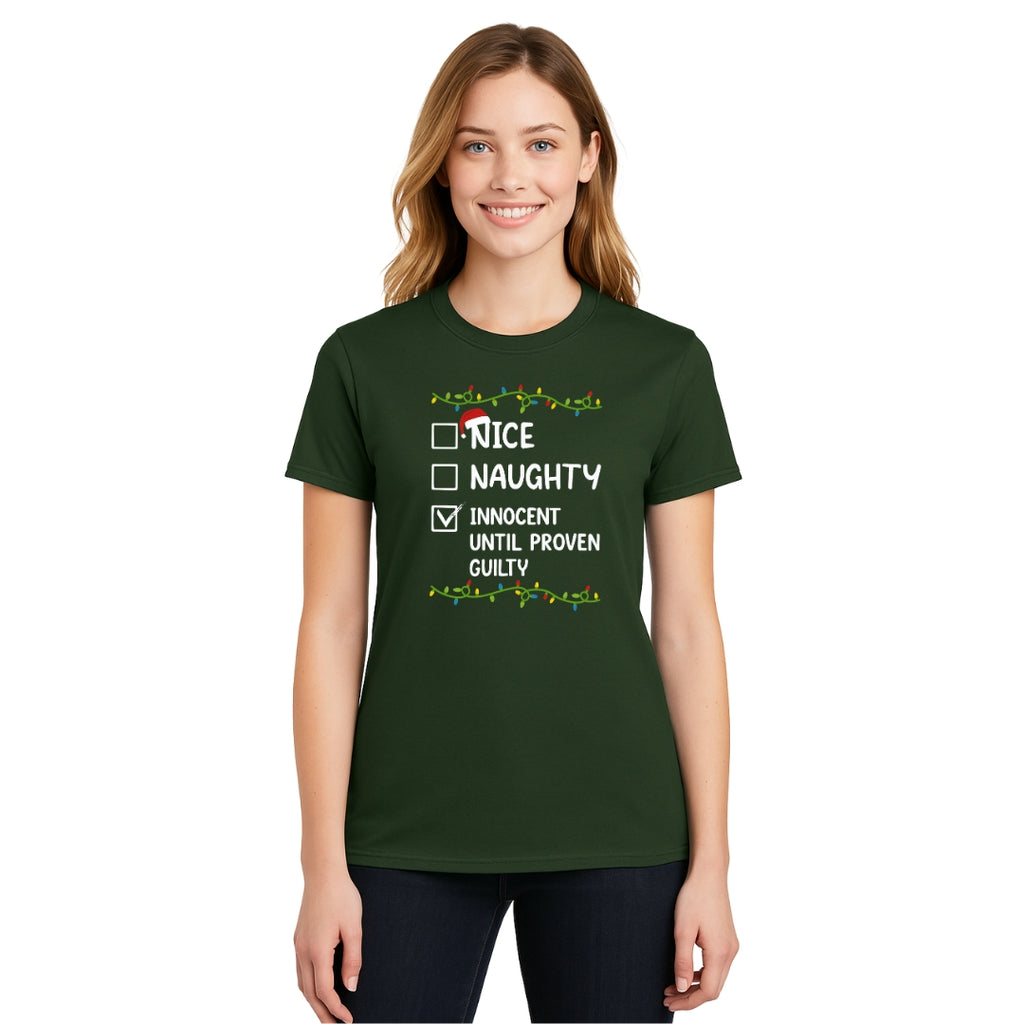 FUNNY HOLIDAY SHIRT: Innocent Until Proven Guilty