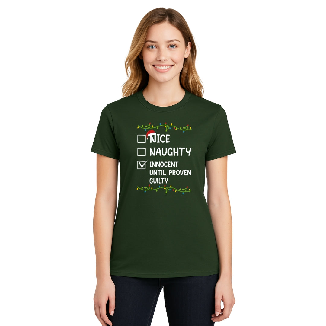 FUNNY HOLIDAY SHIRT: Innocent Until Proven Guilty