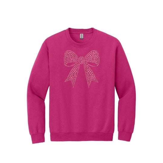 Pink Rhinestone Bow Crewneck
