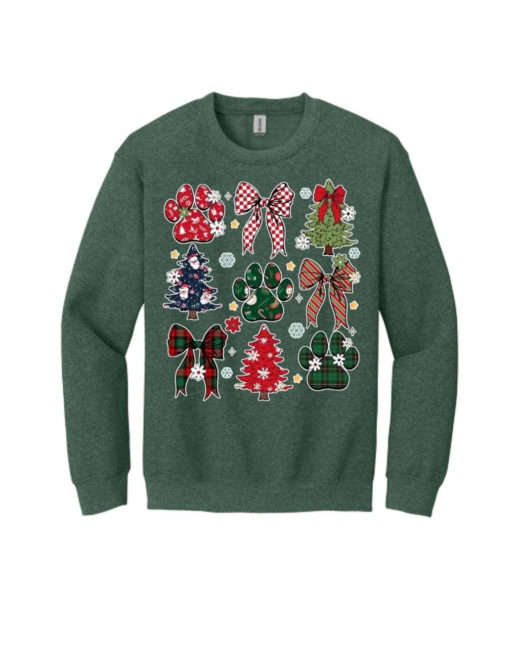 Festive Paw Prints and Christmas Trees