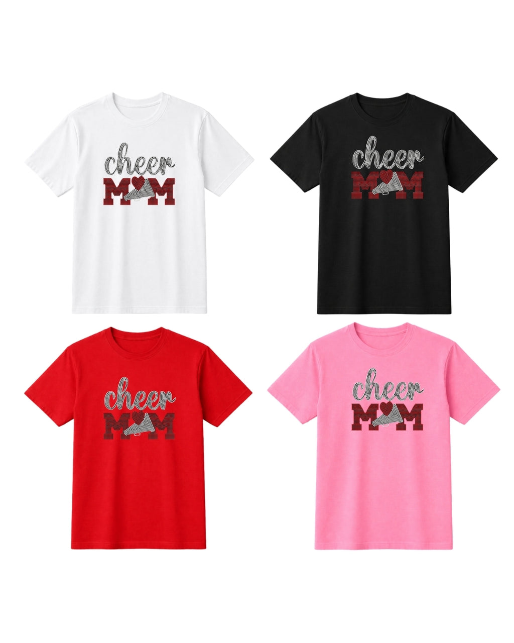 "Cheer Mom"-02 Rhinestone Shirt – Sparkly Mom Tee, Game Day Shirt, Mom Gift, Bling Sports Mom Apparel