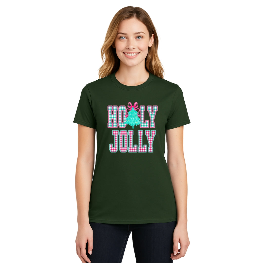 Holiday Shirt -Holly Jolly Gingham Christmas