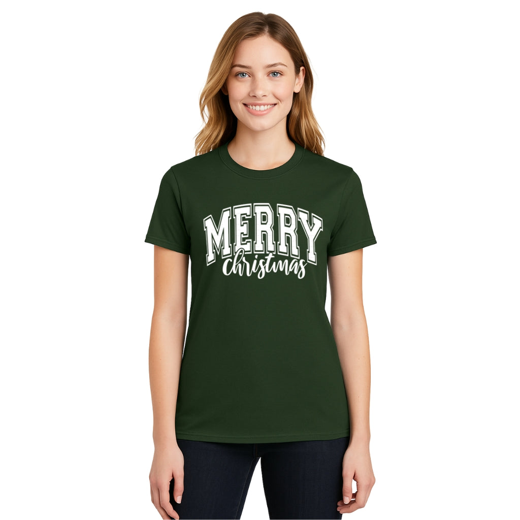 Minimalist Holiday Shirt - “Merry Christmas” Bold Letter Design