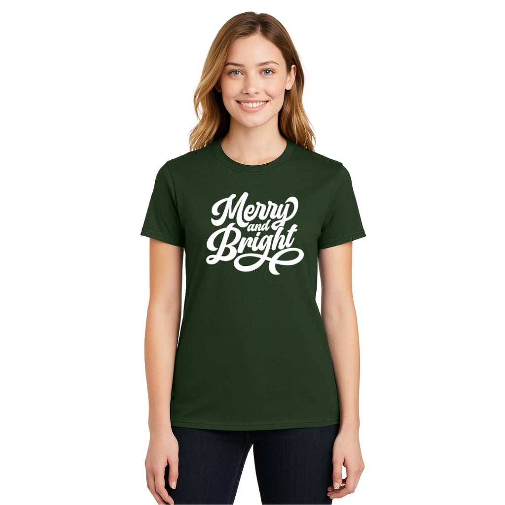 Minimalist Holiday Shirt - Merry and Bright Holiday Graphic