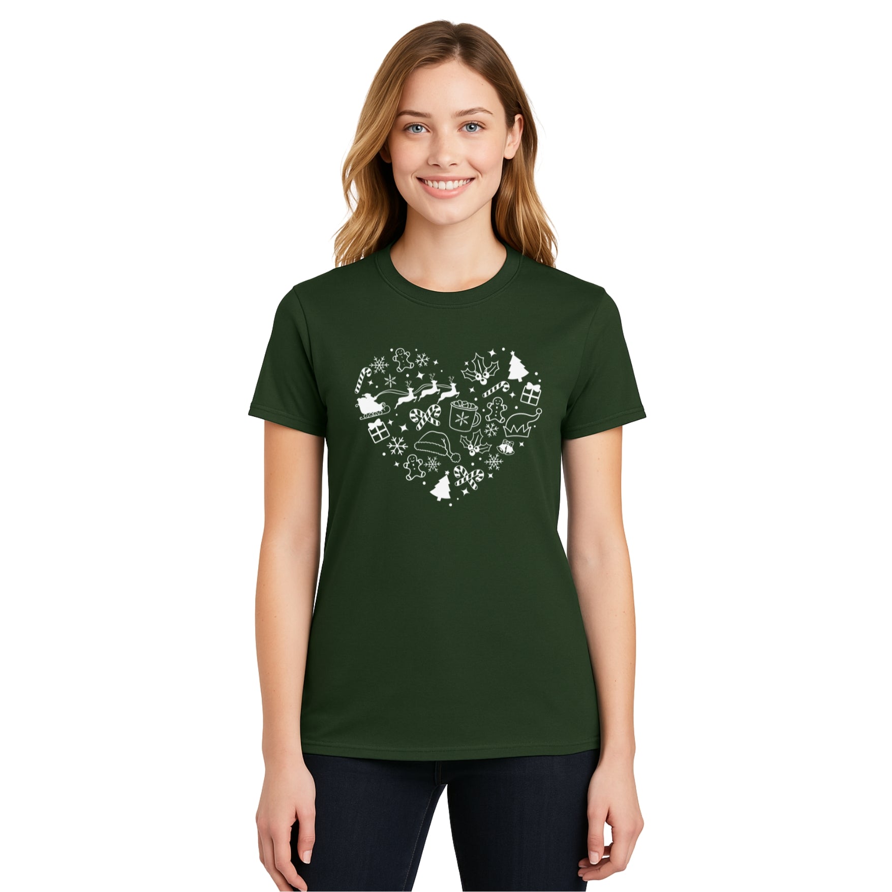 Minimalist Holiday Shirt - Festive Heart Christmas Icons