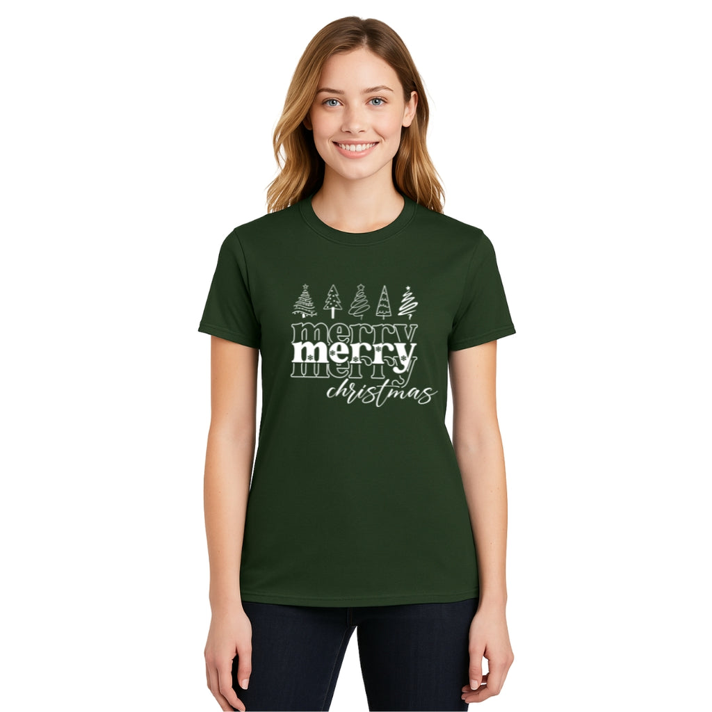 Minimalist Holiday Shirt - Merry Merry Christmas Graphic Tee