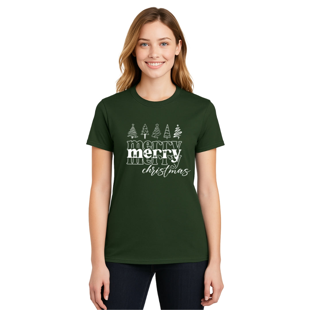 Minimalist Holiday Shirt - Merry Merry Christmas Graphic Tee