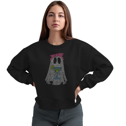 Rhinestone Cocktail Party Ghost Crewneck