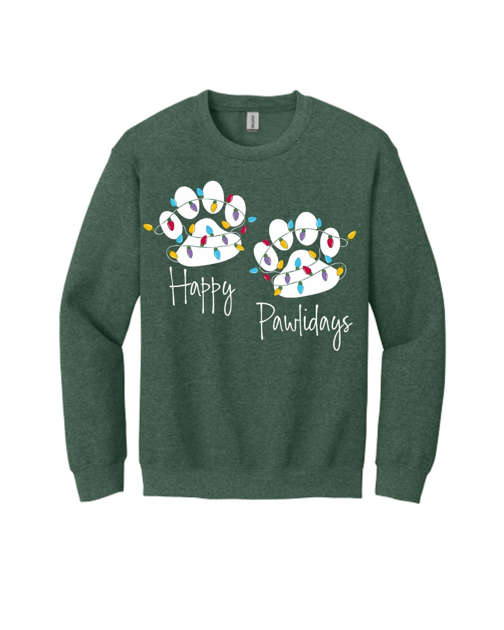 “Happy Pawlidays Festive Paw Print Lights Design”