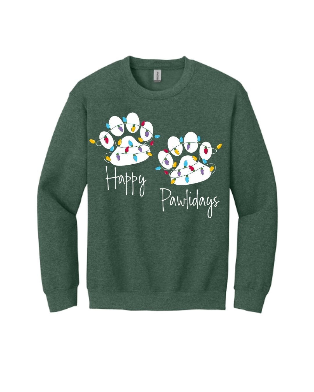 “Happy Pawlidays Festive Paw Print Lights Design”