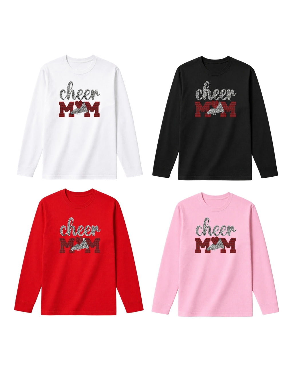 "Cheer Mom"-02 Rhinestone Shirt – Sparkly Mom Tee, Game Day Shirt, Mom Gift, Bling Sports Mom Apparel